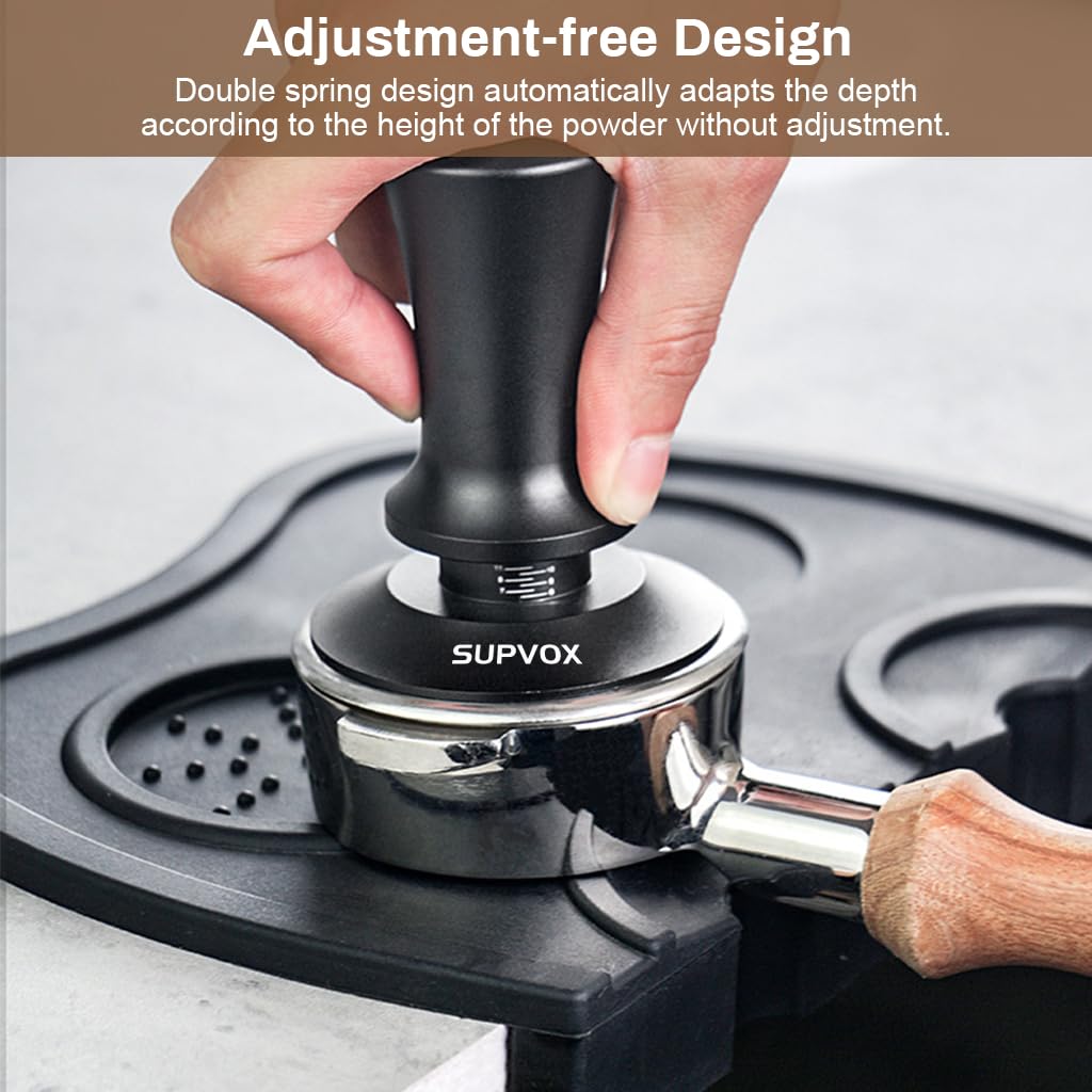 Supvox Espresso Coffee Tamper for 51mm Portafilter with Calibrated Spring and Stainless Steel Base
