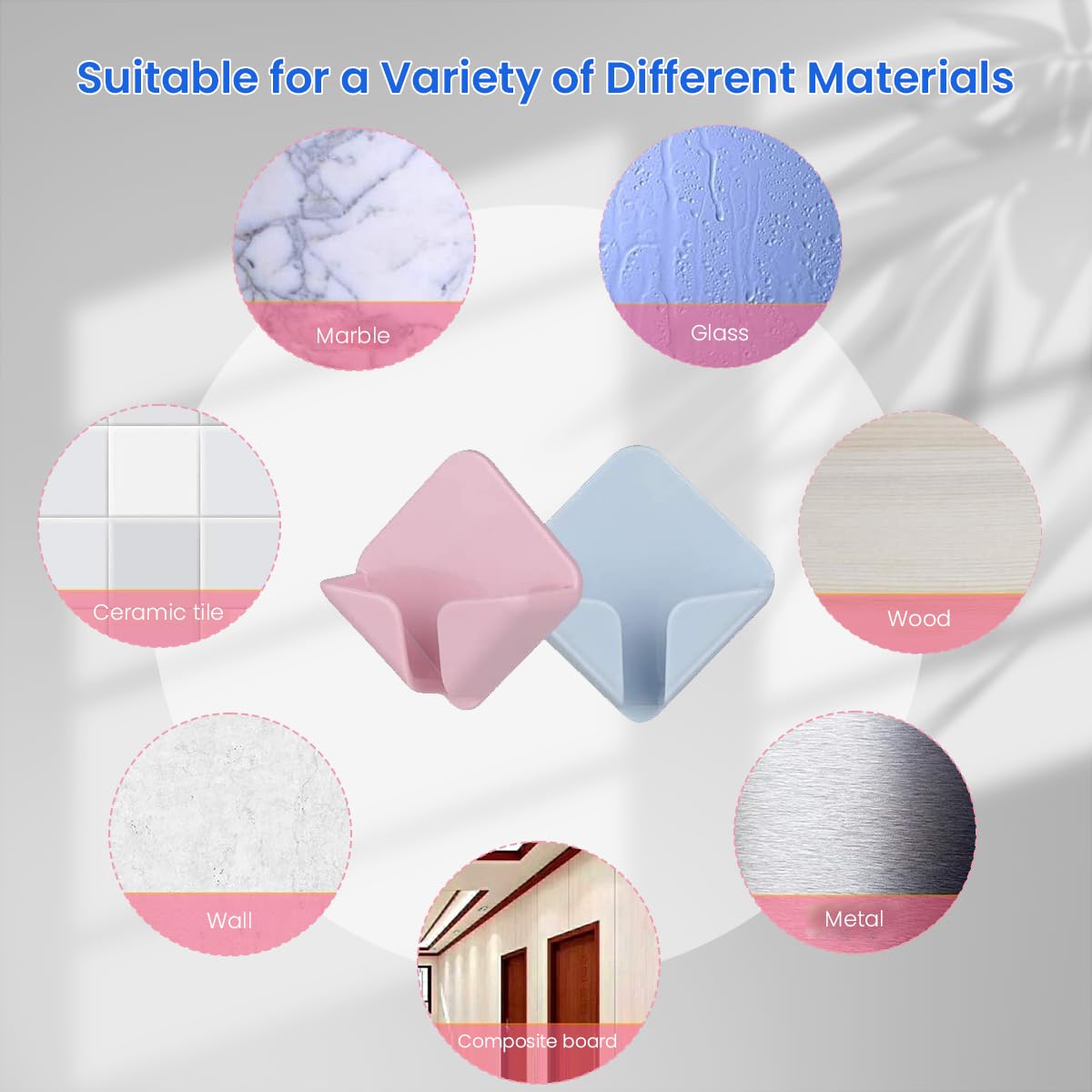 HASTHIP Wall Mounted Plastic Adhesive Hooks for Bathroom and Kitchen featuring Seamless Sticking 8 Pack