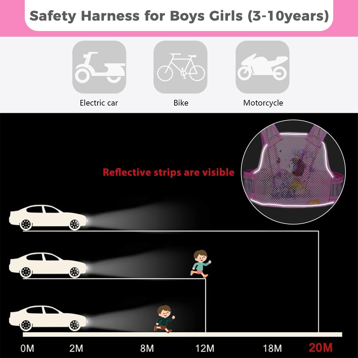 SNOWIE SOFT Kids Safety Belt for Two Wheeler with Four Strap Harness and Breathable Mesh | Adjustable Child Seat Belt for Ages 3–10