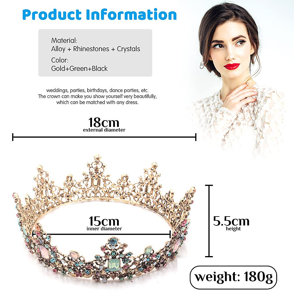 PALAY Women’s Crown for Costume Parties featuring Baroque Rhinestone Design 2.3 in Height