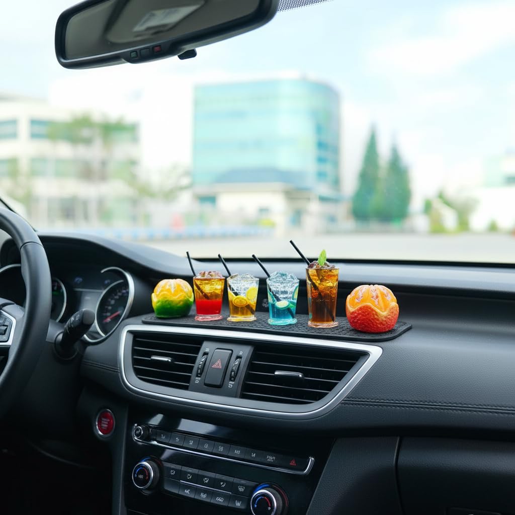 STHIRA Mini Car Ornaments for Dashboard and Windows featuring 6 Cute Summer Drink Designs
