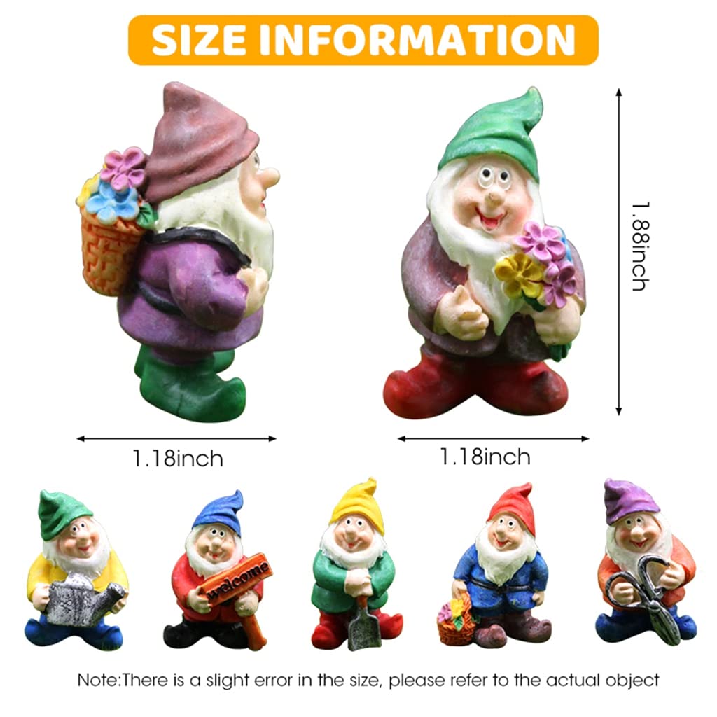 HASTHIP Fairy Garden Miniature Gnomes Set for DIY Decor featuring 7 pcs 6.5×6×9 cm Resin Figures | Cute Dwarf Figurines for Home and Garden