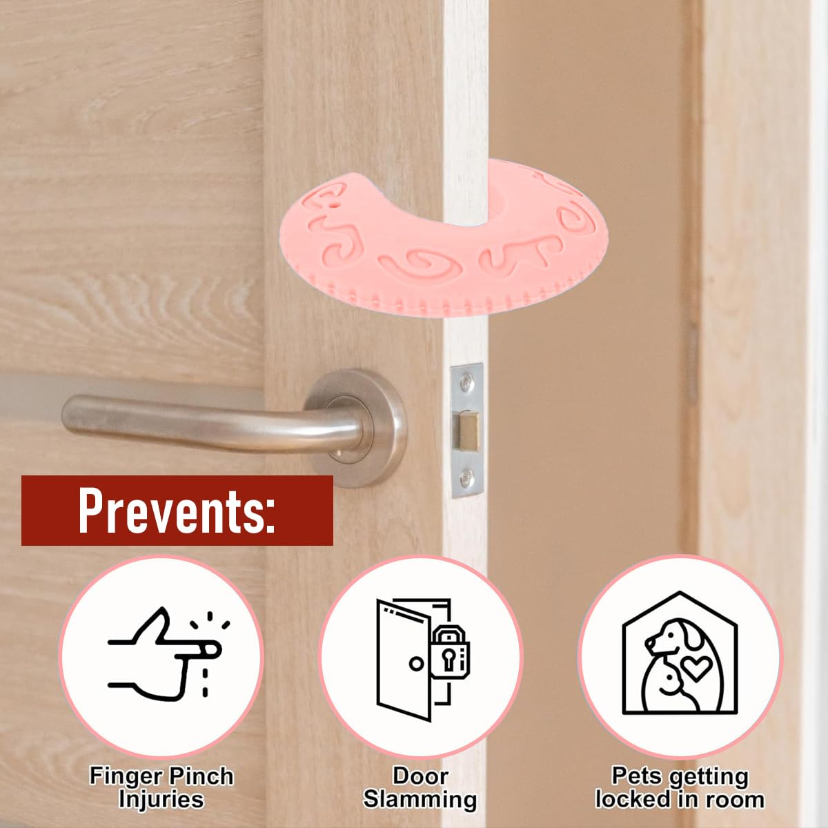 SNOWIE SOFT Silicone Door Slam Stopper for Baby Safety featuring Anti Slip Grip and 2Pcs Pink Set