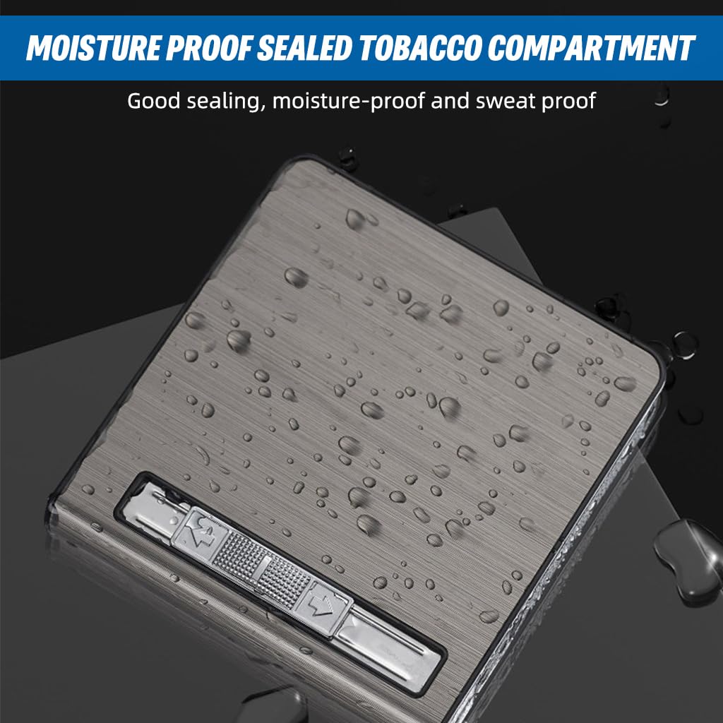 HASTHIP Cigarette Case with Refillable Torch Lighter for Daily Use featuring Brushed Aluminum Alloy Holds 20 Cigarettes