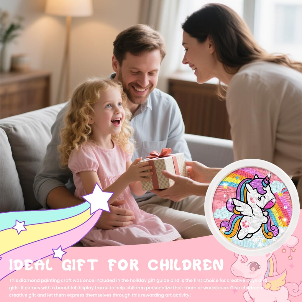 Zibuyu 5D Unicorn Diamond Painting with Frame 20x20 cm for Kids 6-12 | DIY Art Kit