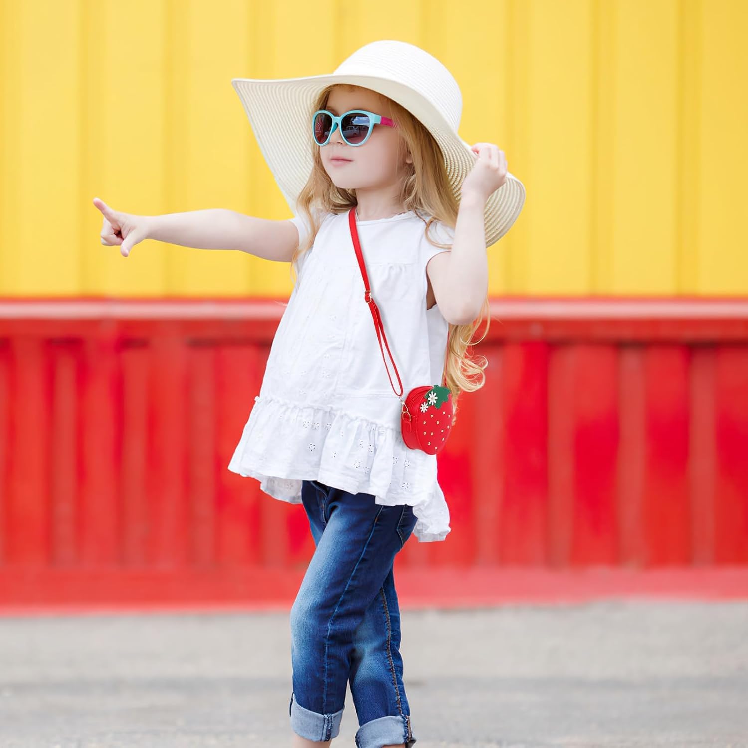 PATPAT Strawberry Sling Bag featuring Dual Straps with 4.7x1.6x5.5 in Design for Girls | Nylon Mini Purse