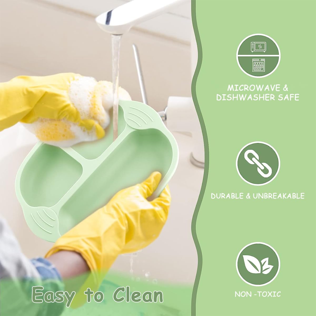 SNOWIE SOFT Baby Suction Plates for Self Feeding with 4 Strong Cups and Spoon & Fork Set