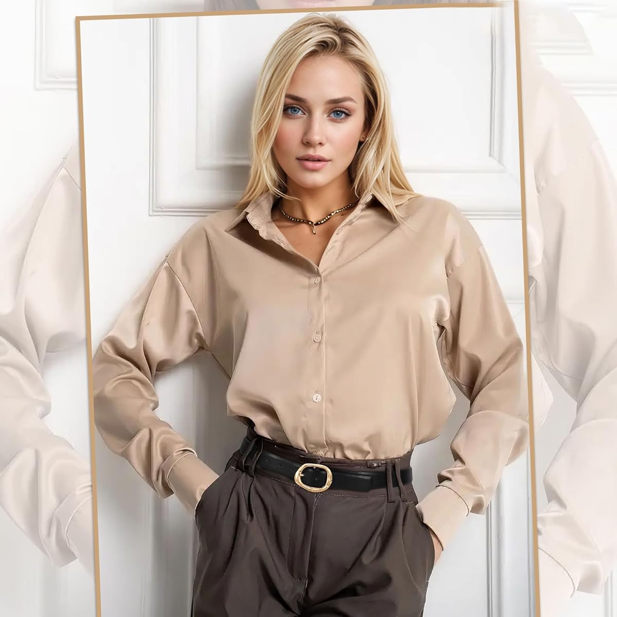 SANNIDHI Black Belt for Women featuring Tuck and Pin Closure with Golden Buckle | Adjustable 112cm PU Leather Waist Belt for Dresses and Jeans