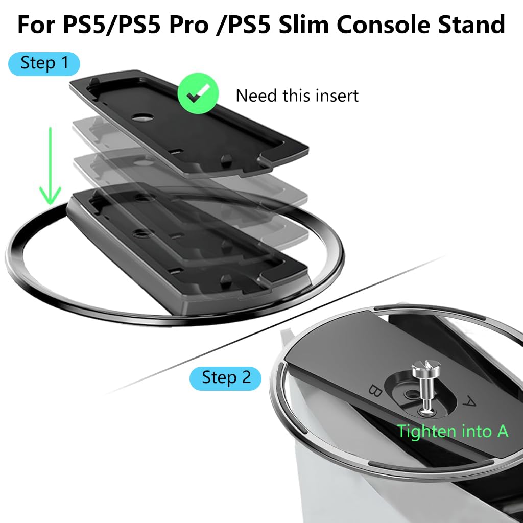 ZORBES PS5 Vertical Stand for Slim and Pro Consoles with Stainless Steel Ring Frame | Non Slip Space Saving Base