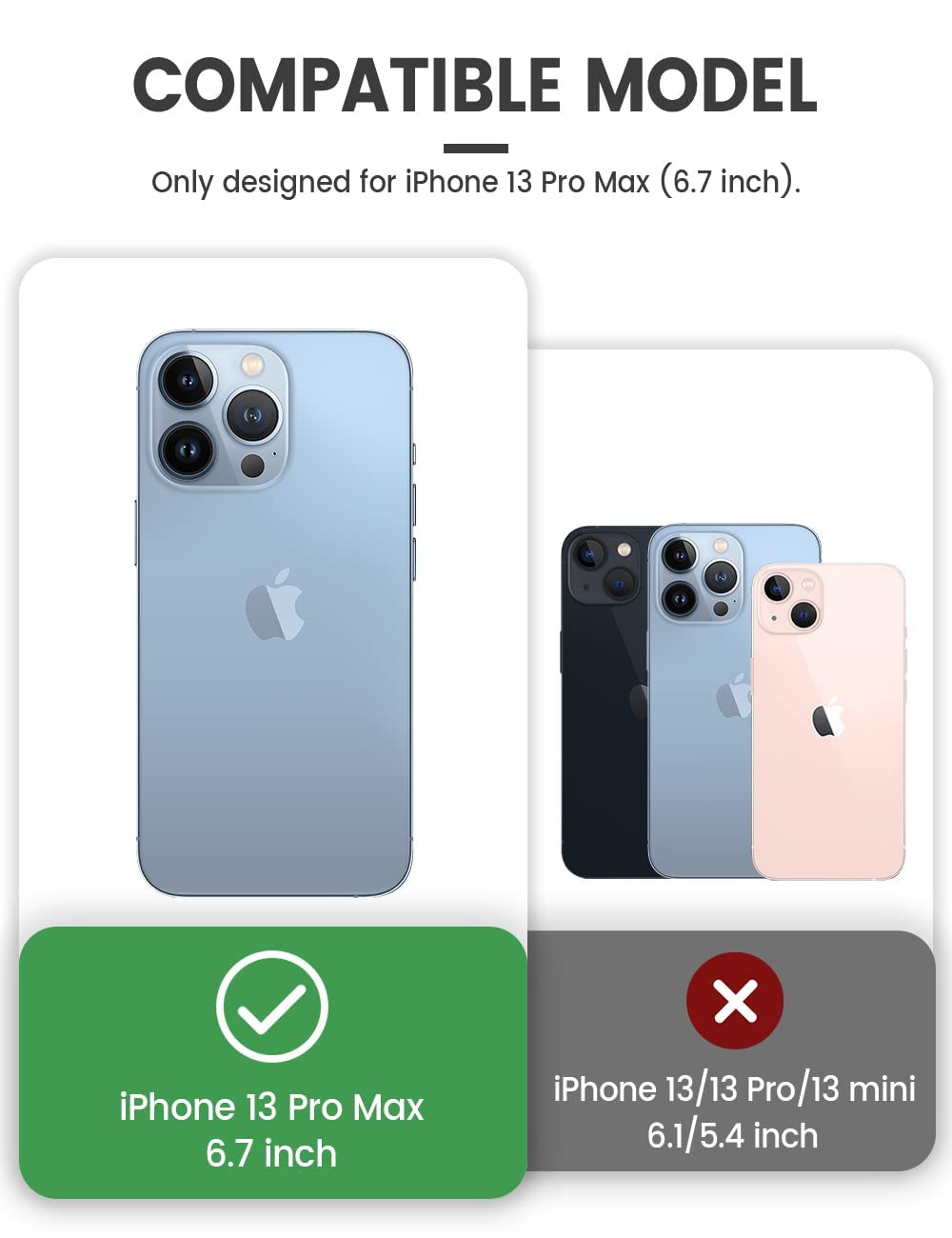 ZORBES Phone Case for iPhone 13 Pro Max 6.7 in with Kickstand and Sliding Lens Cover | Matte TPU Protective Cover
