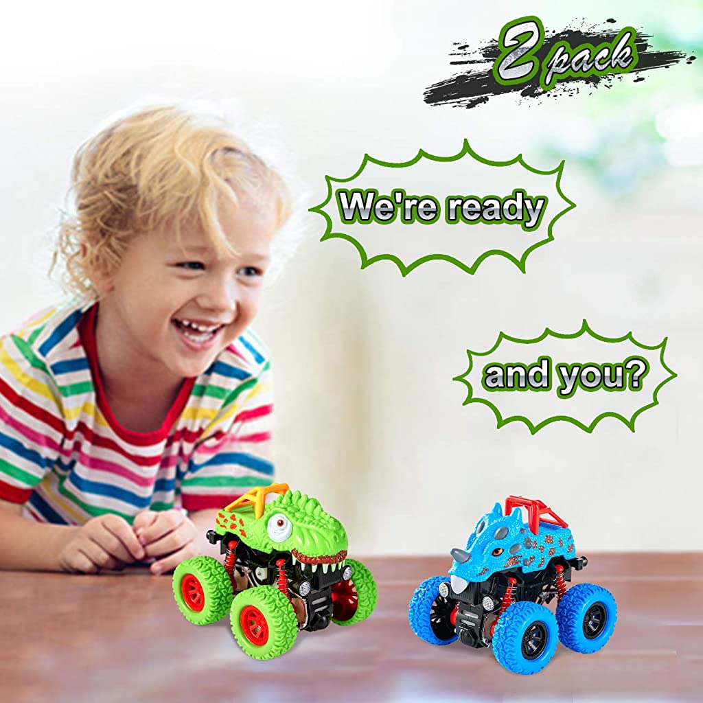 PATPAT® Dinosaur Toys Pull Back Cars for Kids, Monster Truck Car Toys for Kids, Cool Dinosaur Car Toy for 2-5 Year Old Boys & Girls, Truck Toys Vehicle Toys for Boys, Birthday Gift for Kids(Green)