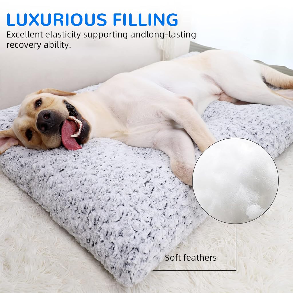 Qpets Dog Bed for Winter Comfort with Thermal Insulation and Waterproof Anti Slip Bottom | Plush Rose Pattern Mat Machine Washable