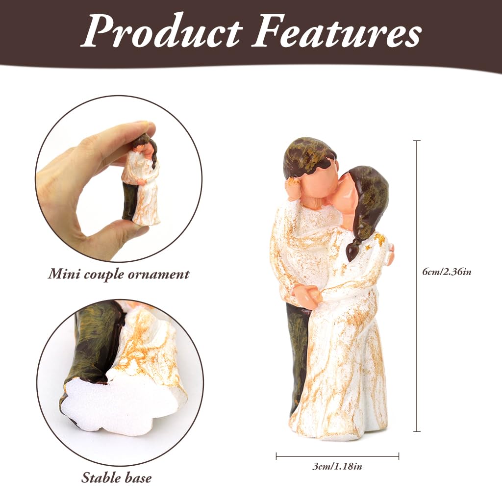 Proberos Mini Couple Kissing Statue for Desk Decor featuring 2.4 in Resin Art | Romantic Gift