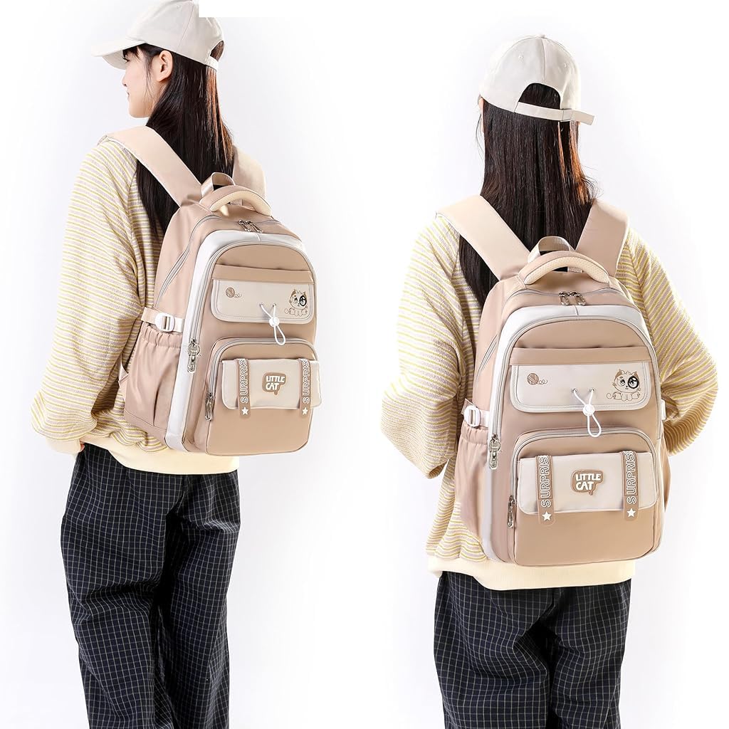 PALAY School Backpack for Students with Multi Pocket Design and Trolley Strap | Stylish Cartoon Print for Travel