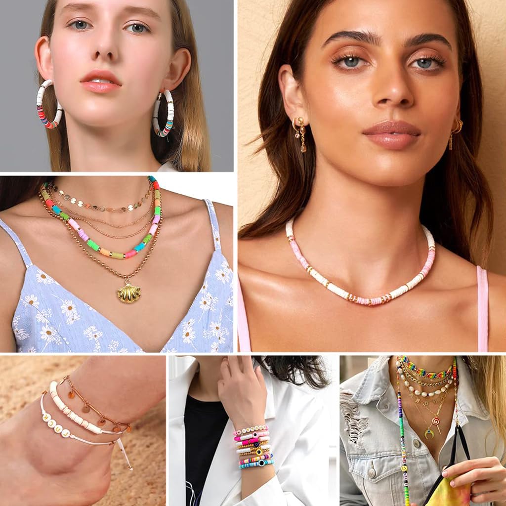 SANNIDHI Clay Beads Letter Beads Kit for Bracelet Making with 3860pcs & 8 Colors | DIY Jewelry Craft Set