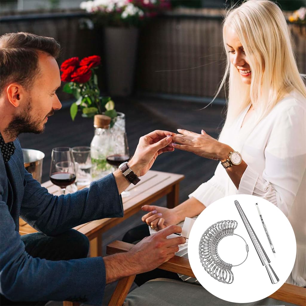 Venzina Ring Sizer Measuring Tool Set for Jewelry Making with 3Pcs Gauges and Mandrel