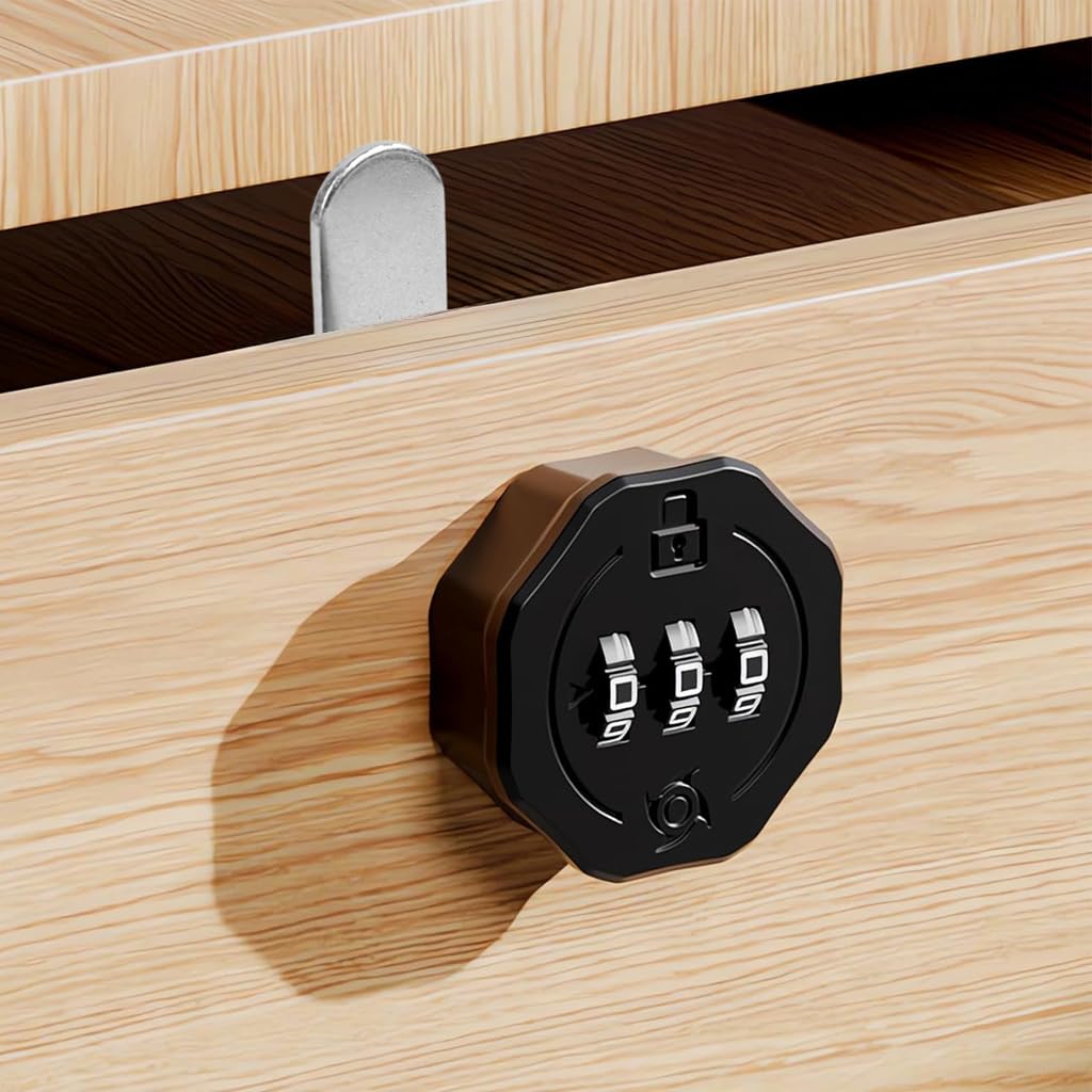 HASTHIP Cabinet Door Lock Kit for Drawers and Cabinets with 3 Digit Combination Zinc Alloy Security