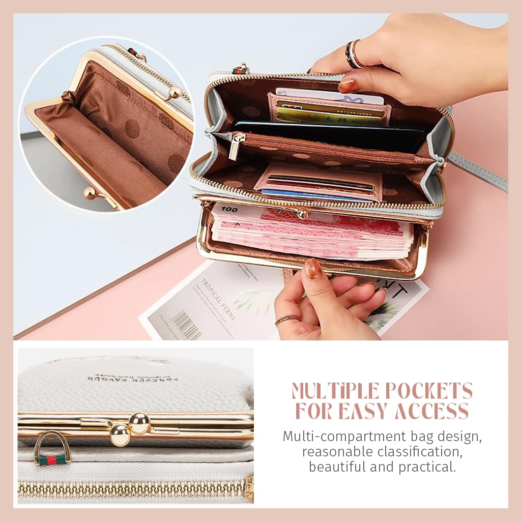 ZIBUYU Small Crossbody Cell Phone Purse for Women with Multi‑Compartment Organizer | Adjustable Strap for Travel and Daily Use