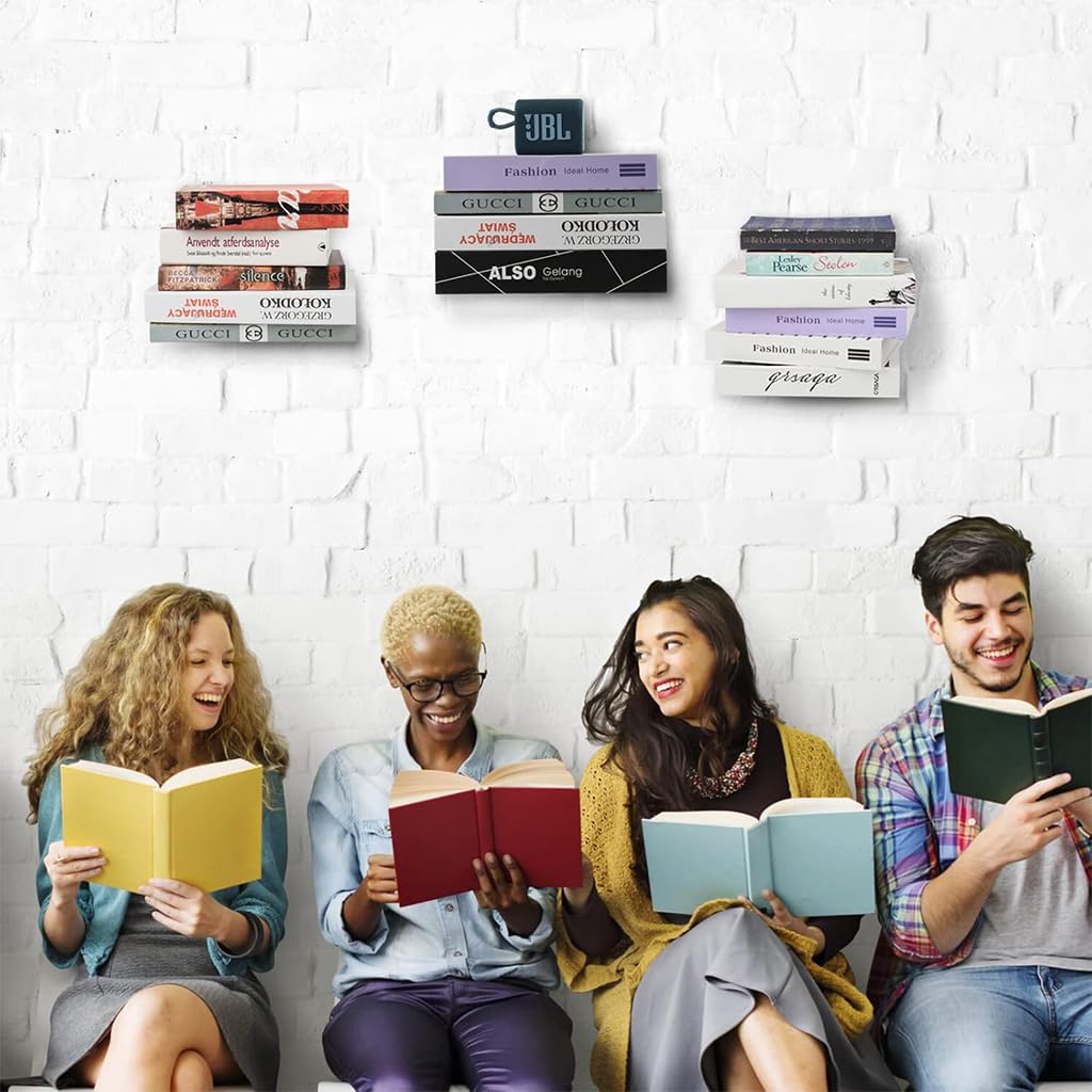 HASTHIP Invisible Wall Book Shelf for Stylish Storage with Screw Mounted Design | 2Pcs Black Metal