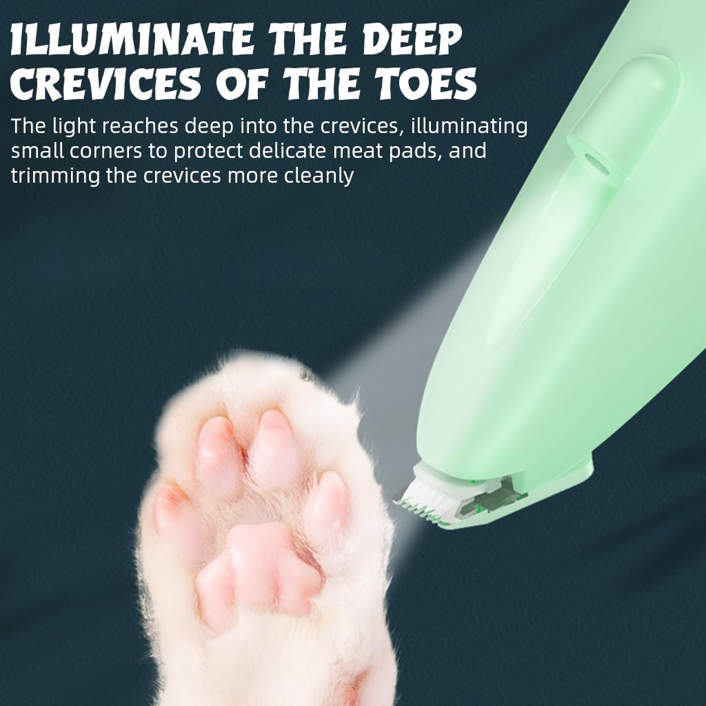 Qpets Dog Paws Hair Trimmer with UV LED Light featuring Stainless Steel Blade | 3PCS Set