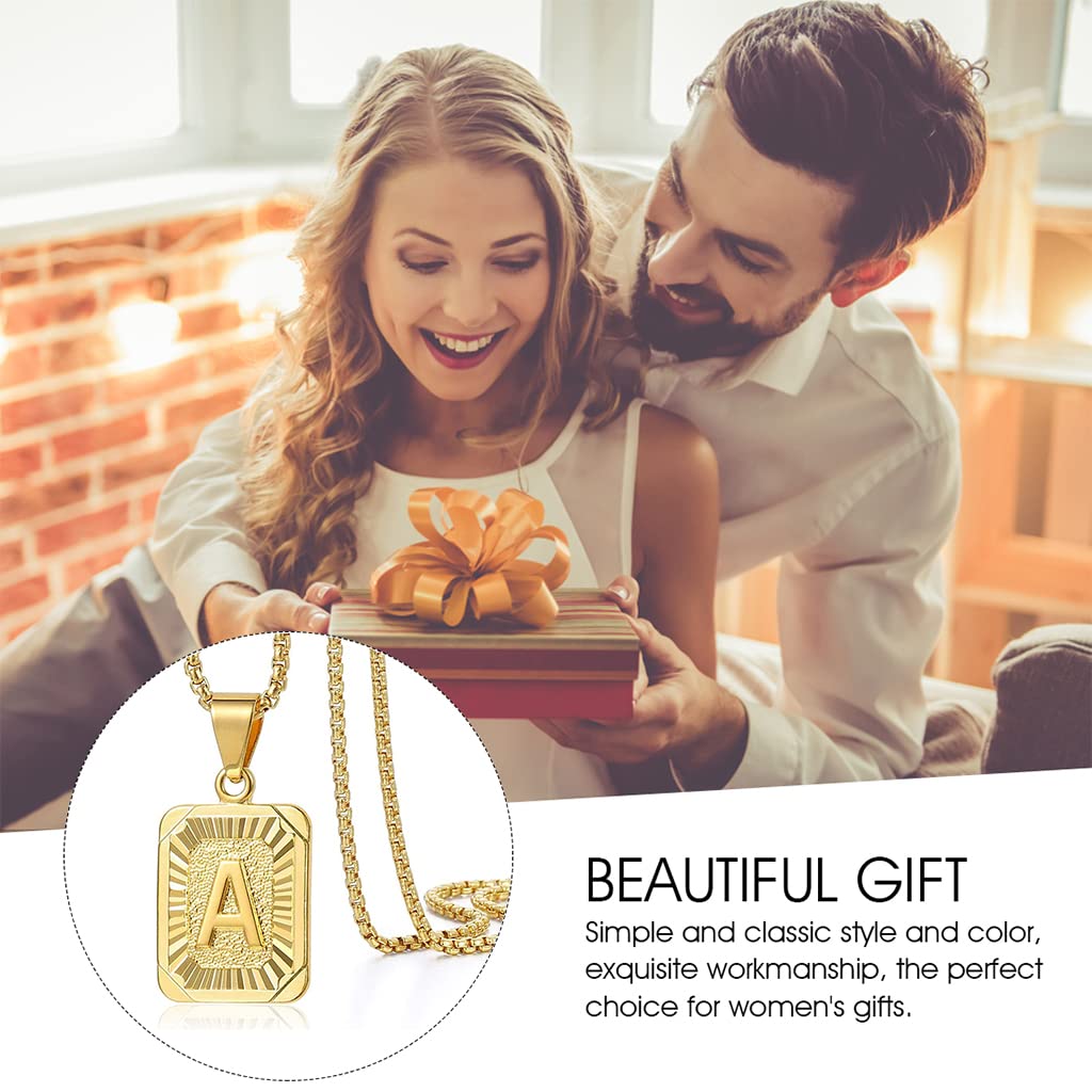 SANNIDHI Pendant Necklace for Men and Women with 0.78×0.62 in A Letter Charm | Golden Titanium Steel 20 in Chain
