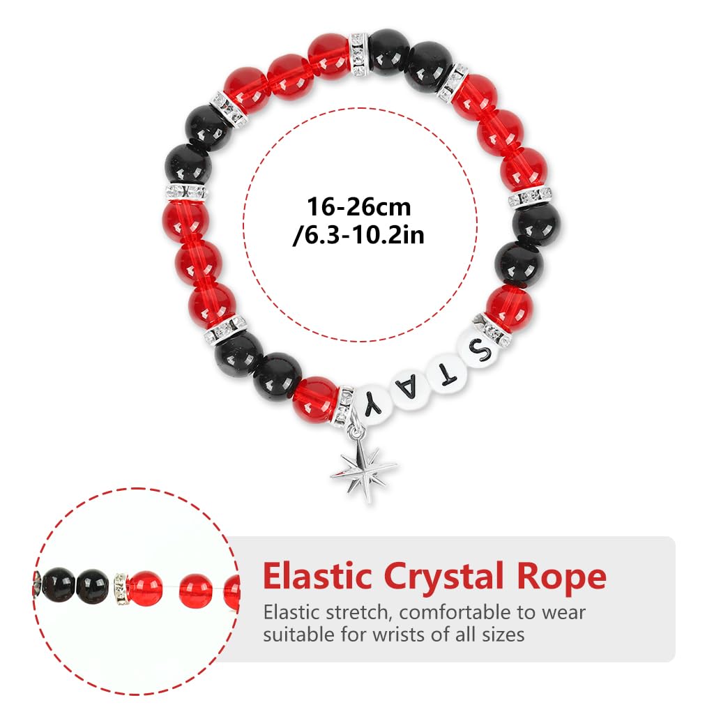 SANNIDHI Bracelet for Stray Kids Fans with Star Charm and Red Black Beads | Gift for Girls