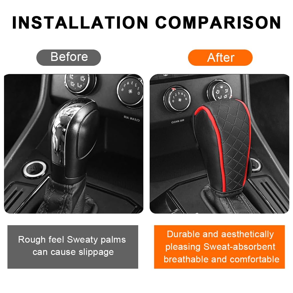 STHIRA Gear Shift Knob Cover for Cars with Anti Slip Texture and PU Leather Protection | Universal Fit