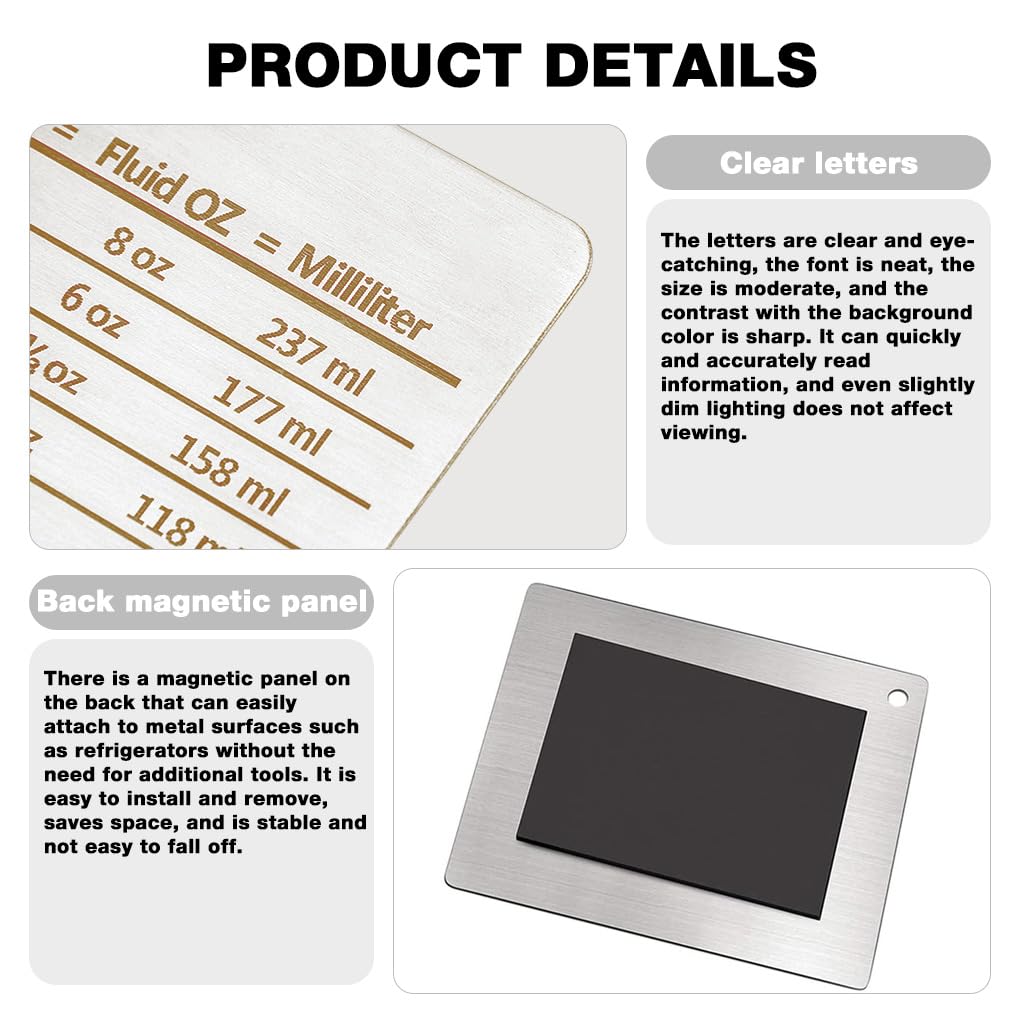 Supvox Stainless Steel Fridge Magnet with Scale Plate for Kitchen | Unit Conversion Table