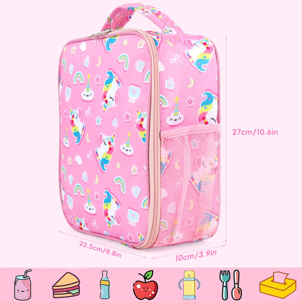 HASTHIP Kids Lunch Bag for School and Picnic with Reinforced Handle 22.5x10x27cm | Oxford Fabric