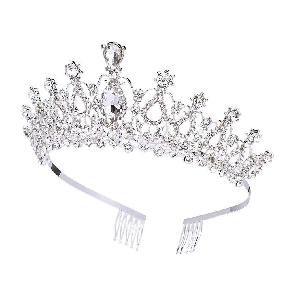 PALAY  Unisex Crystal Tiara Crown with Rhinestones Comb