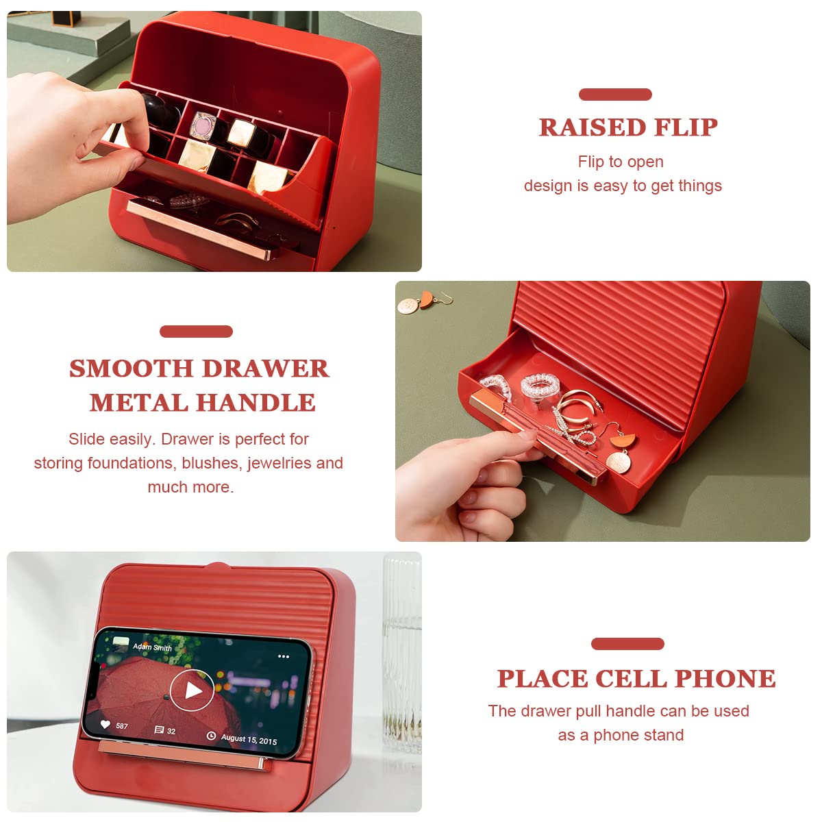 MAYCREATE Lipstick Organizer for Dresser with 12 Slots and Flip Open Lid | ABS Jewelry Drawer Storage Box