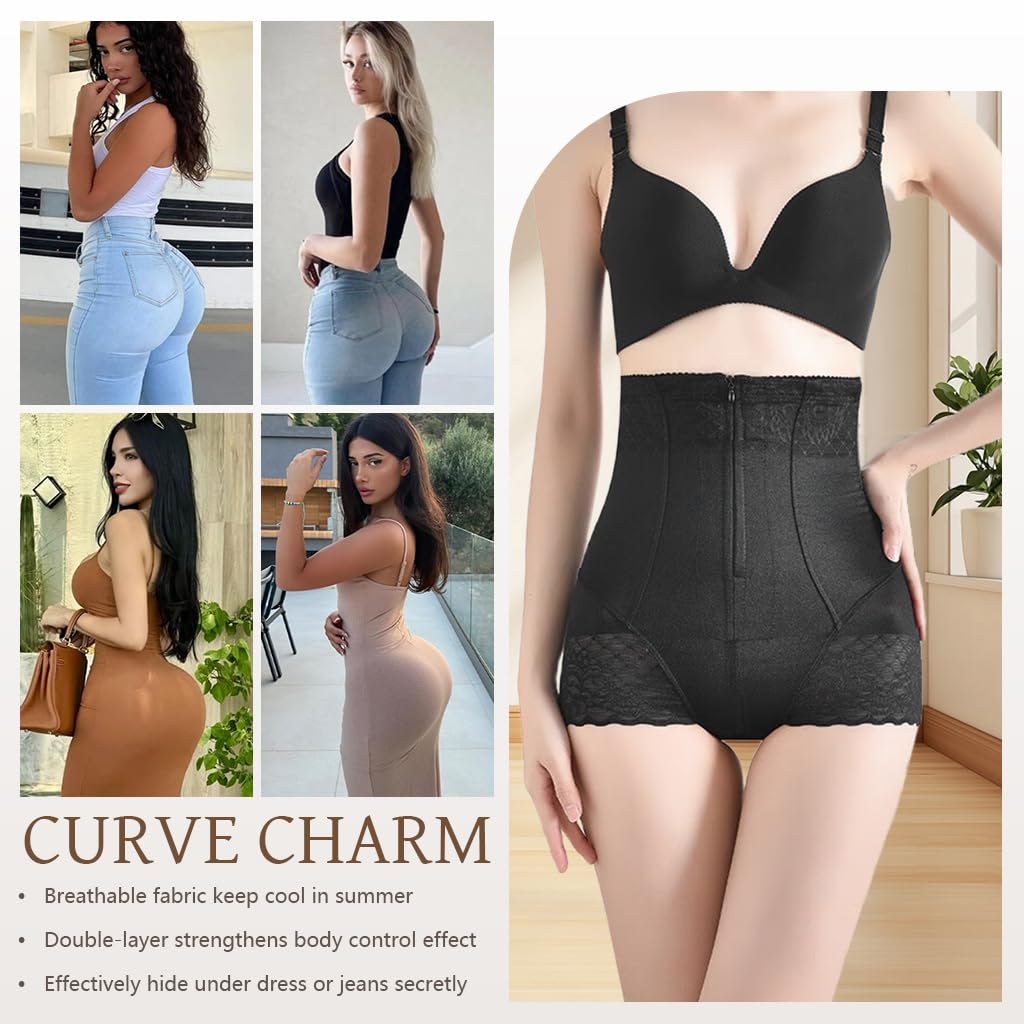 SANNIDHI Women Body Shaper Panties for Tummy Control featuring Lace Design | 2XL Black