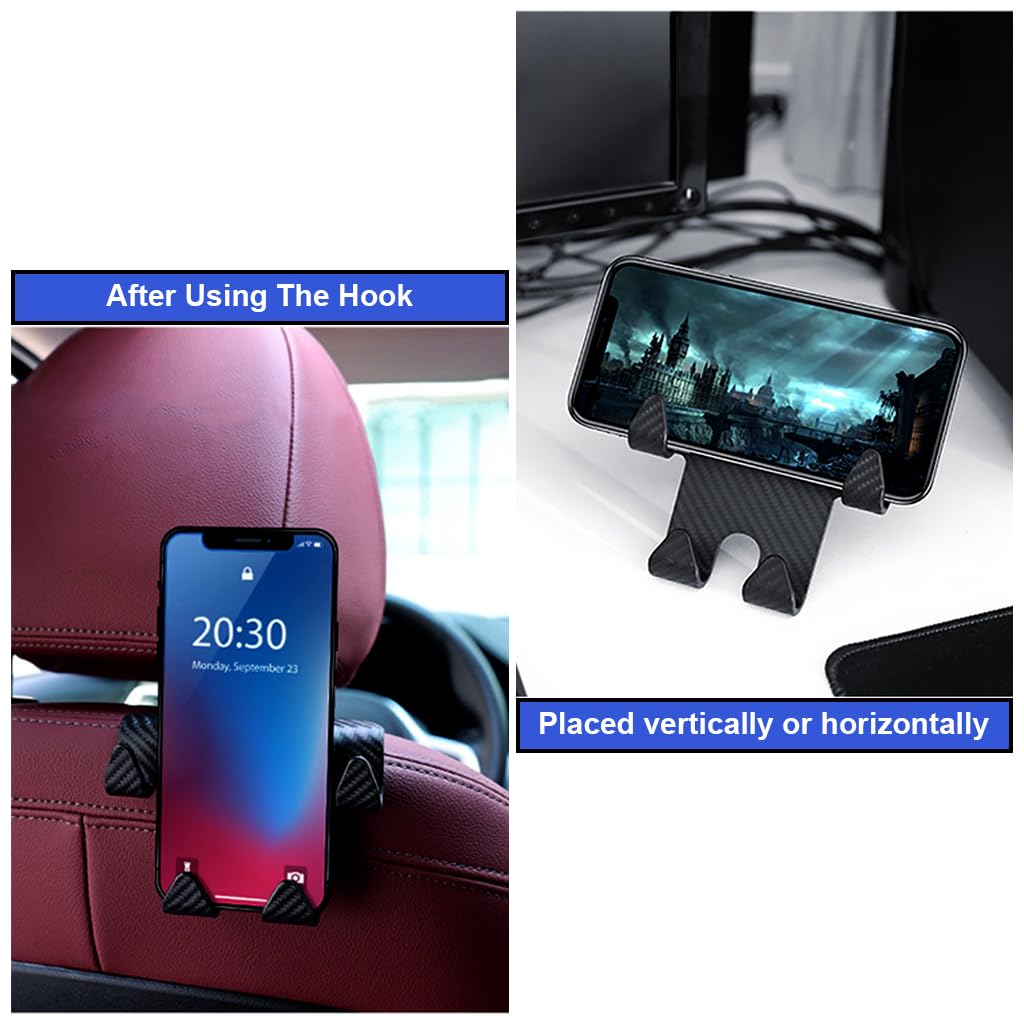 STHIRA® 2Pcs Car Headrest Hook Under Headrest Hook Phone Holder Hook Fashion Plastic Headrest Hook Universal Car Headrest Hook for Handbag, Backpack, Trash Bag, Car Interior Accessories