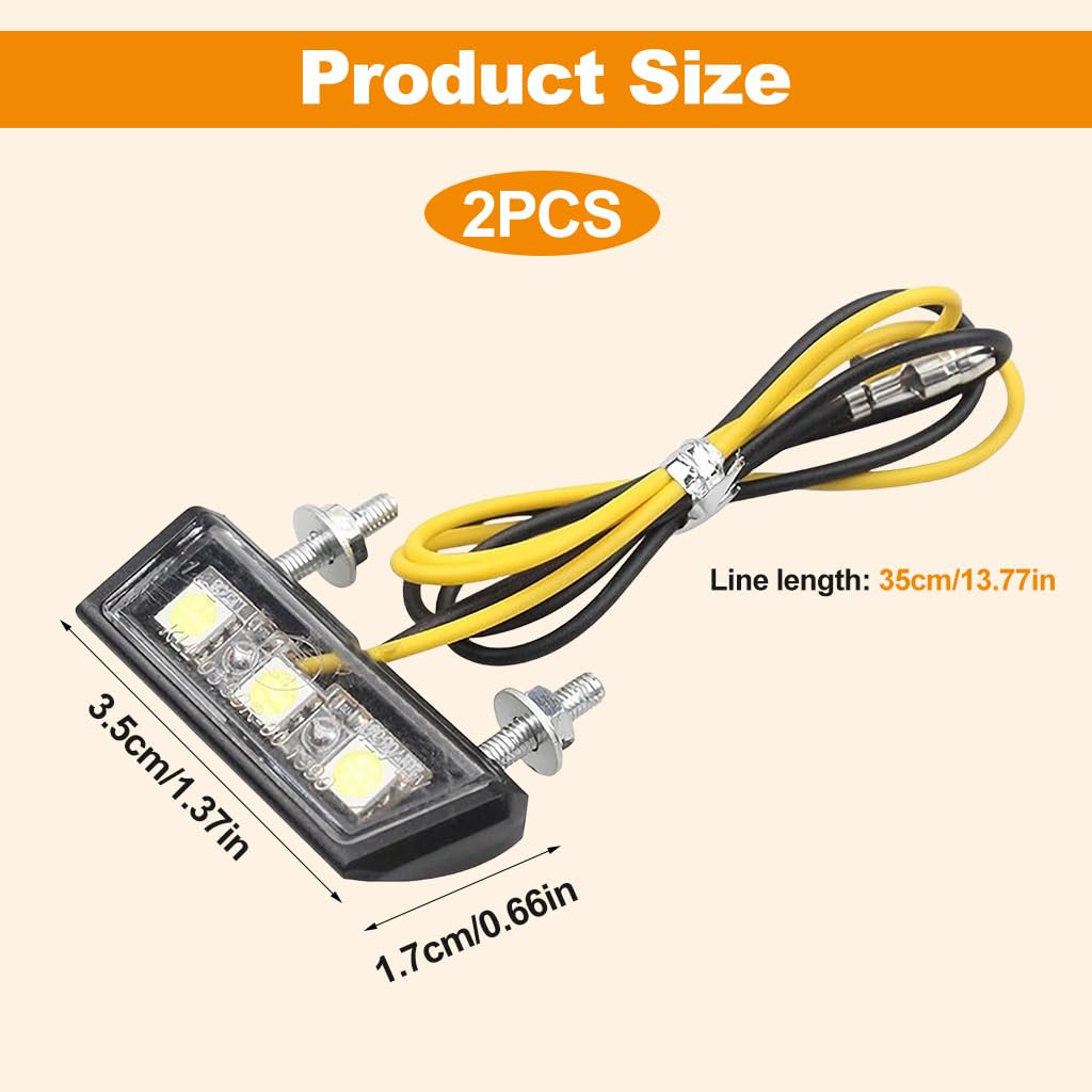 STHIRA Motorcycle License Plate Light for 12V Use with 3 LEDs and Waterproof ABS Housing