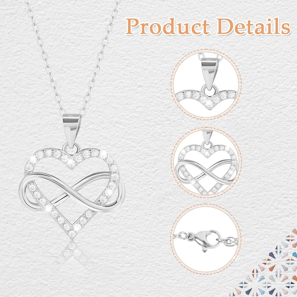 SANNIDHI Necklace for Women featuring Infinity Love Heart Pendant with Rhinestones | Gift Box