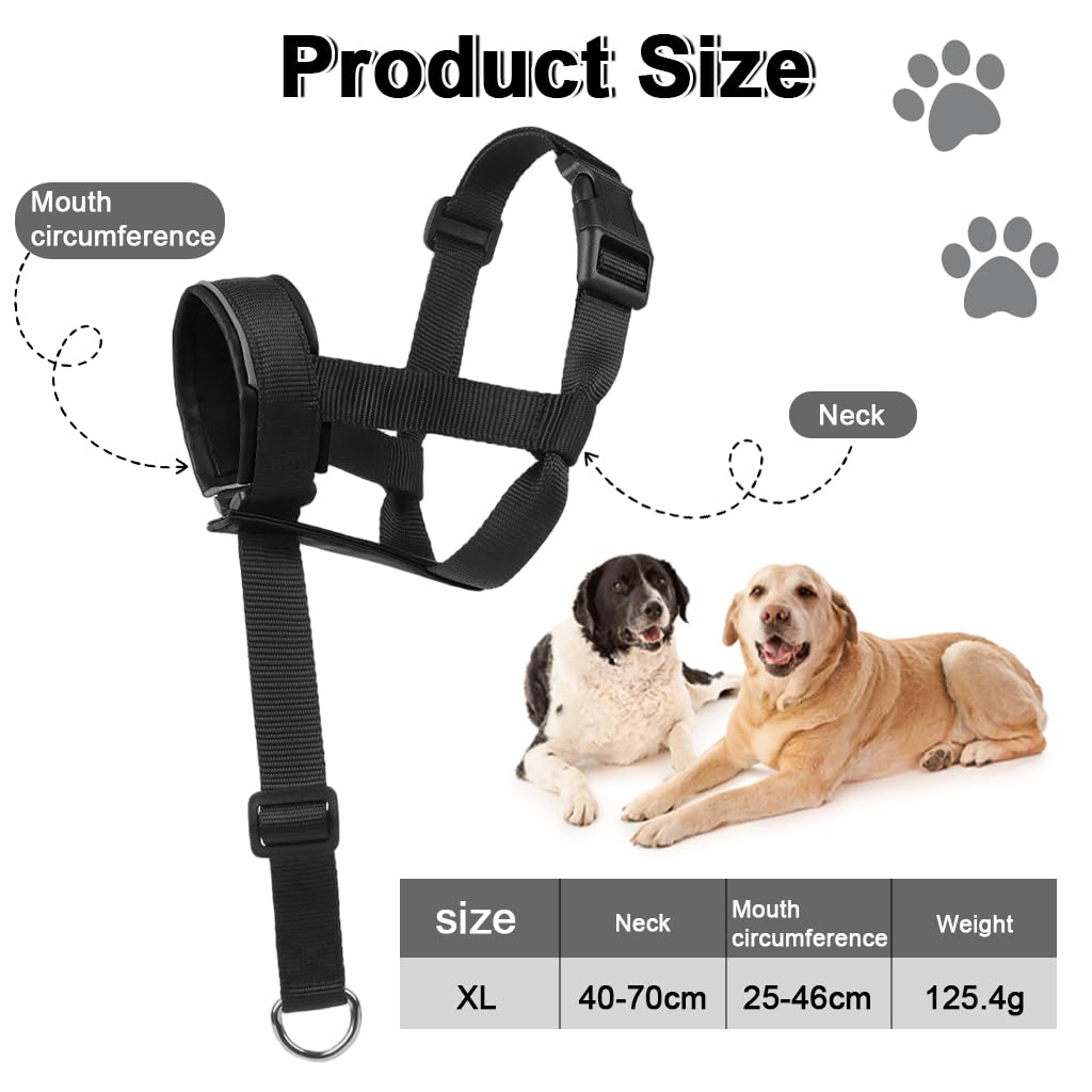 Qpets Dog Head Collar for No Pull Training with Quick Release Buckle and Soft Leather Liner