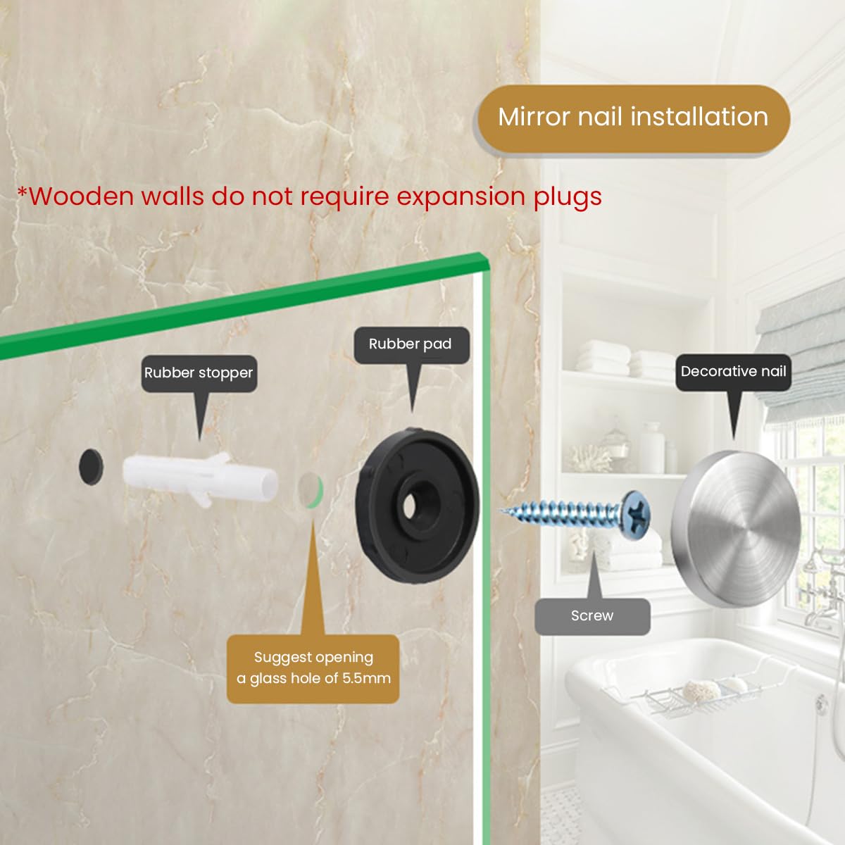 Serplex Decorative Screw Caps for Mirrors and Furniture with 20mm Zinc Alloy Cover | 20 Sets