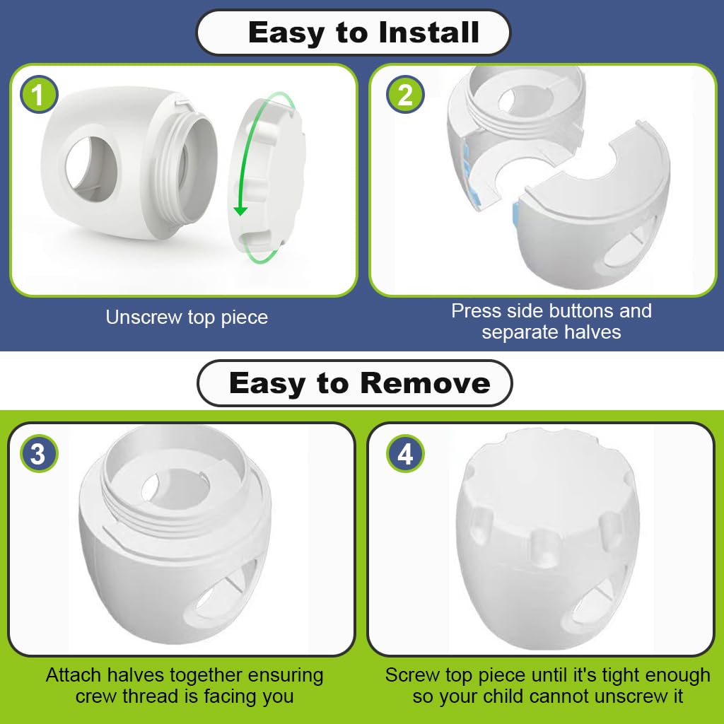 SNOWIE SOFT Door Knob Cover for Child Safety with 2.36 x 1.69 in Universal Fit | 4 Pcs Plastic Set