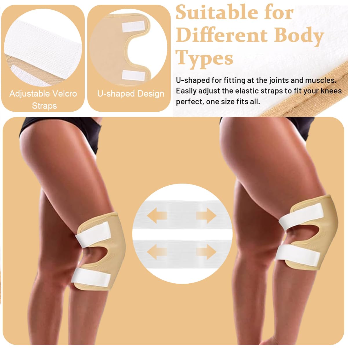 HANNEA Castor Oil Pack Wrap for Knee Pain Relief with Adjustable Velcro Closure | 2 Pack 23x20cm Reusable Flannel and Waterproof Design