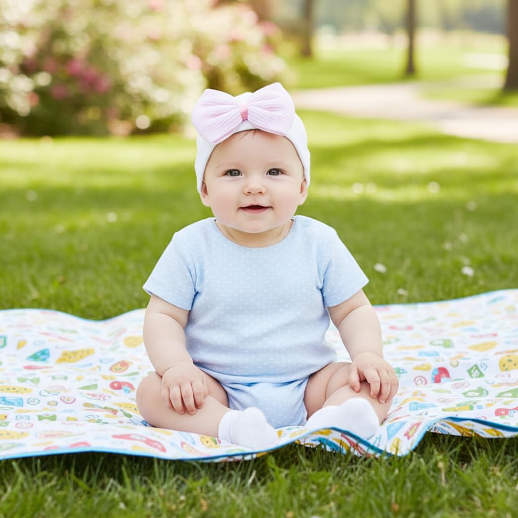 SNOWIE SOFT Baby Caps for Newborns featuring Bow Knot Design and Striped Cotton | 3pcs Gift Set