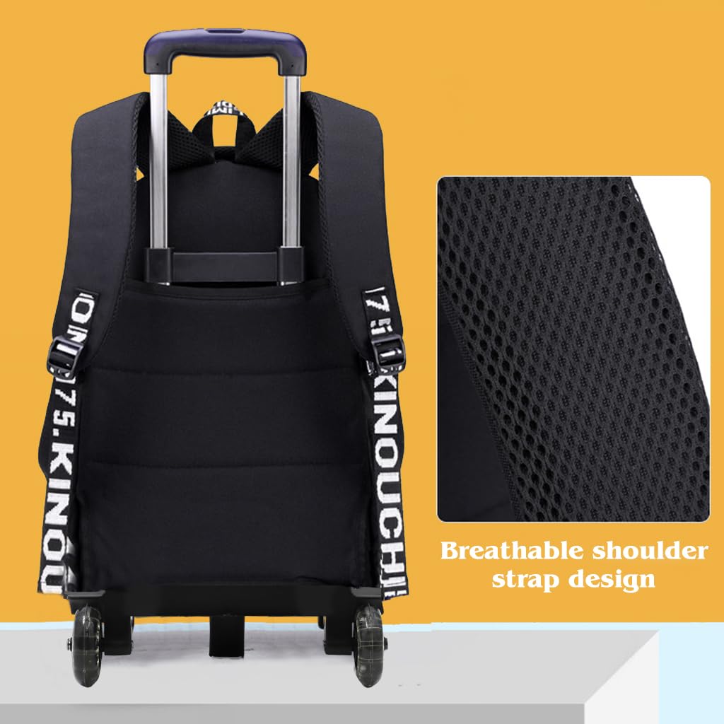 Climberty School Bag for Kids featuring Dual 3 Wheel Trolley and Detachable Stand | PU Backpack