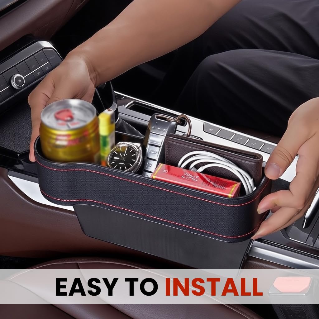 Zibuyu Car Seat Gap Filler Organizer with Cup Holder for Front Console Storage | Space-Saving Design to Keep Essentials Within Reach