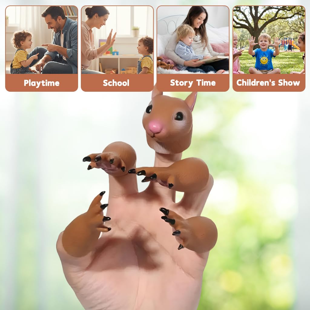 PATPAT Cartoon Squirrel Finger Toys 5PCS for Storytelling with Soft PVC | Kids Learning Play