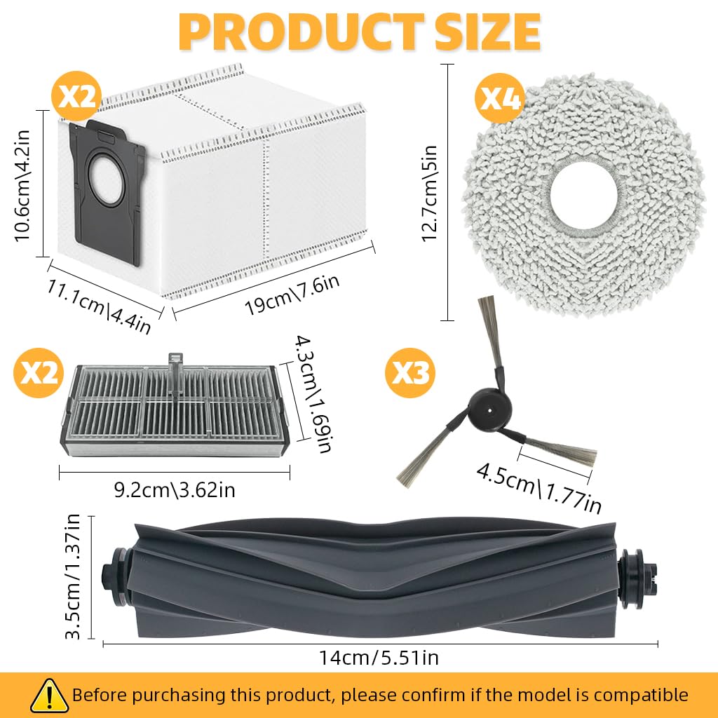HASTHIP Replacement Parts for Dreame X40 Ultra Vacuum Cleaner with 12PCS Kit | Main Roller Brush Side Brushes Filters and Mop Cloths
