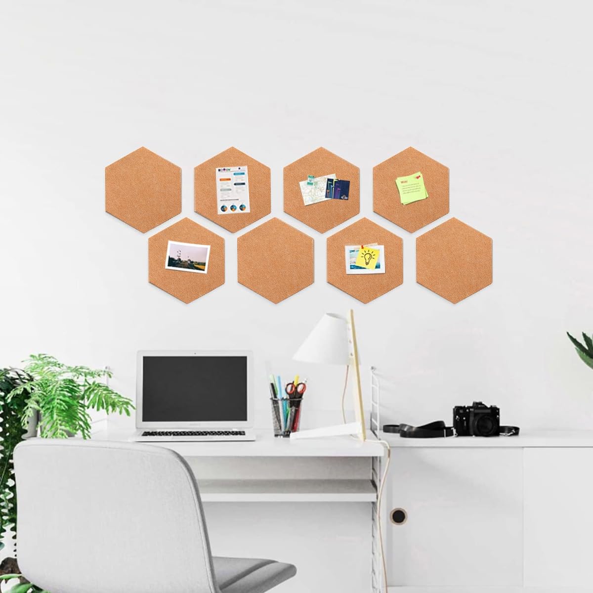 Climberty® 8pcs Hexagon Felt Board with 30pcs Thumbtack, Self-adhesive Felt Board for Message Leaving Utility Felt Board for Reminding, Fixing Convenient Note, Accessories Storage