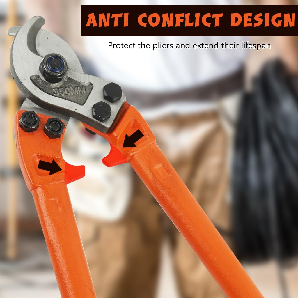 Serplex Cable Cutter for Soft and Hard Steel Wire featuring 14 in Long Handle and Anti Slip Grip
