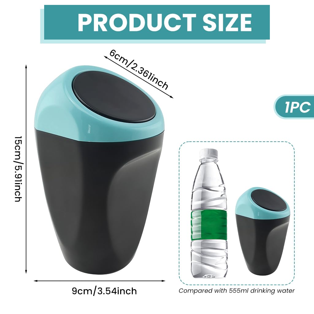 Zibuyu Car Trash Can for Vehicle and Home with Removable Lid featuring 15x9x6cm Blue ABS | Fits Cup Holder and Door Pocket