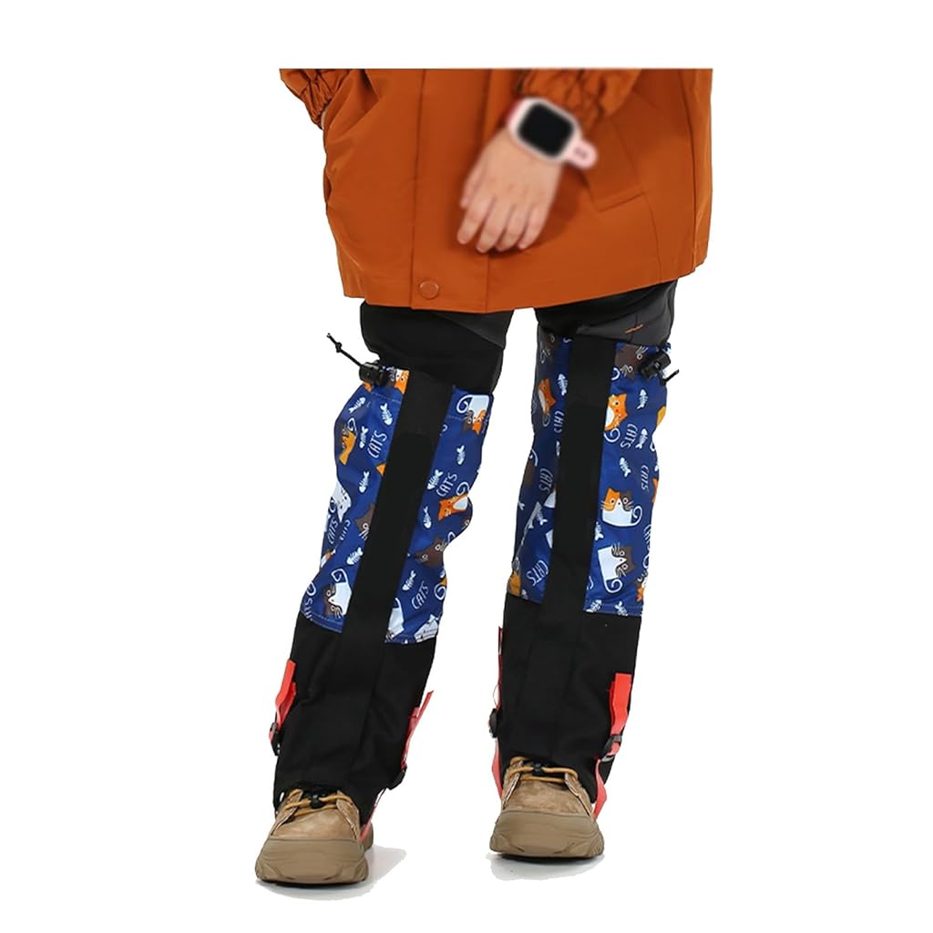 Proberos® 2 Pcs Gaiters for Hiking Kids Aged 9-13 Years Old, 13.7'' Waterproof Gaiters with Drawstring Fixed Hook and Loop Closure Lightweight Design, for Outdoor Active, Rainy, Snowy, Blue