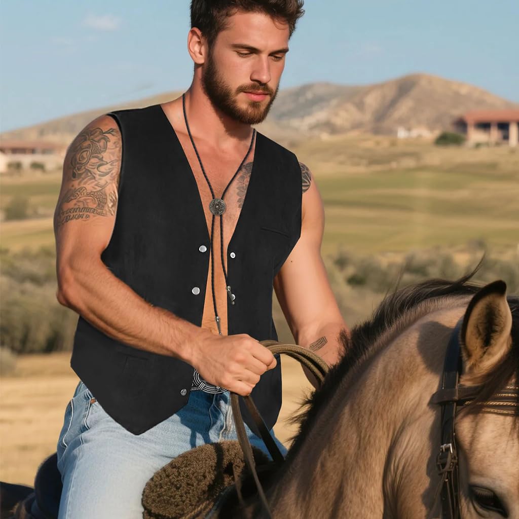 GUSTAVE Necklace for Men featuring Embossed Flower Pendant with Leather Rope Chain | Unisex Punk Accessory for Party and Concert Wear