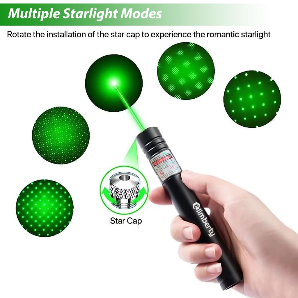 CLIMBERTY Laser Pointer for Presentations and Stargazing with USB Rechargeable Design and 1500m Beam | Green Aluminum Alloy Body